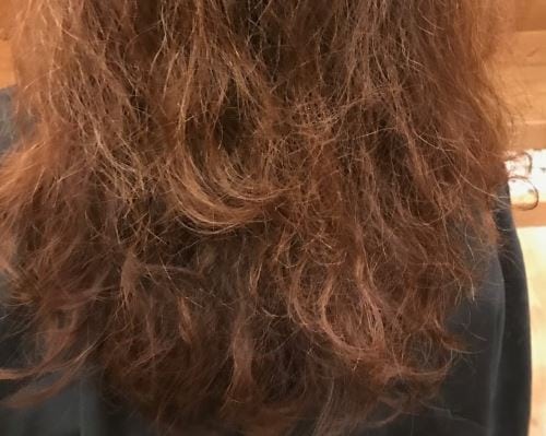 Damaged bleached dry hair and split ends treatment